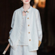 复古长袖 衬衫 女春秋2026新款 苎麻新中式 棉麻国风上衣禅意茶服开衫