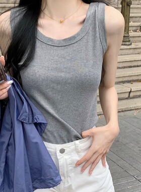 大码吊带背心女夏季胖mm外穿内搭防走光无袖t恤内搭修身白色上衣