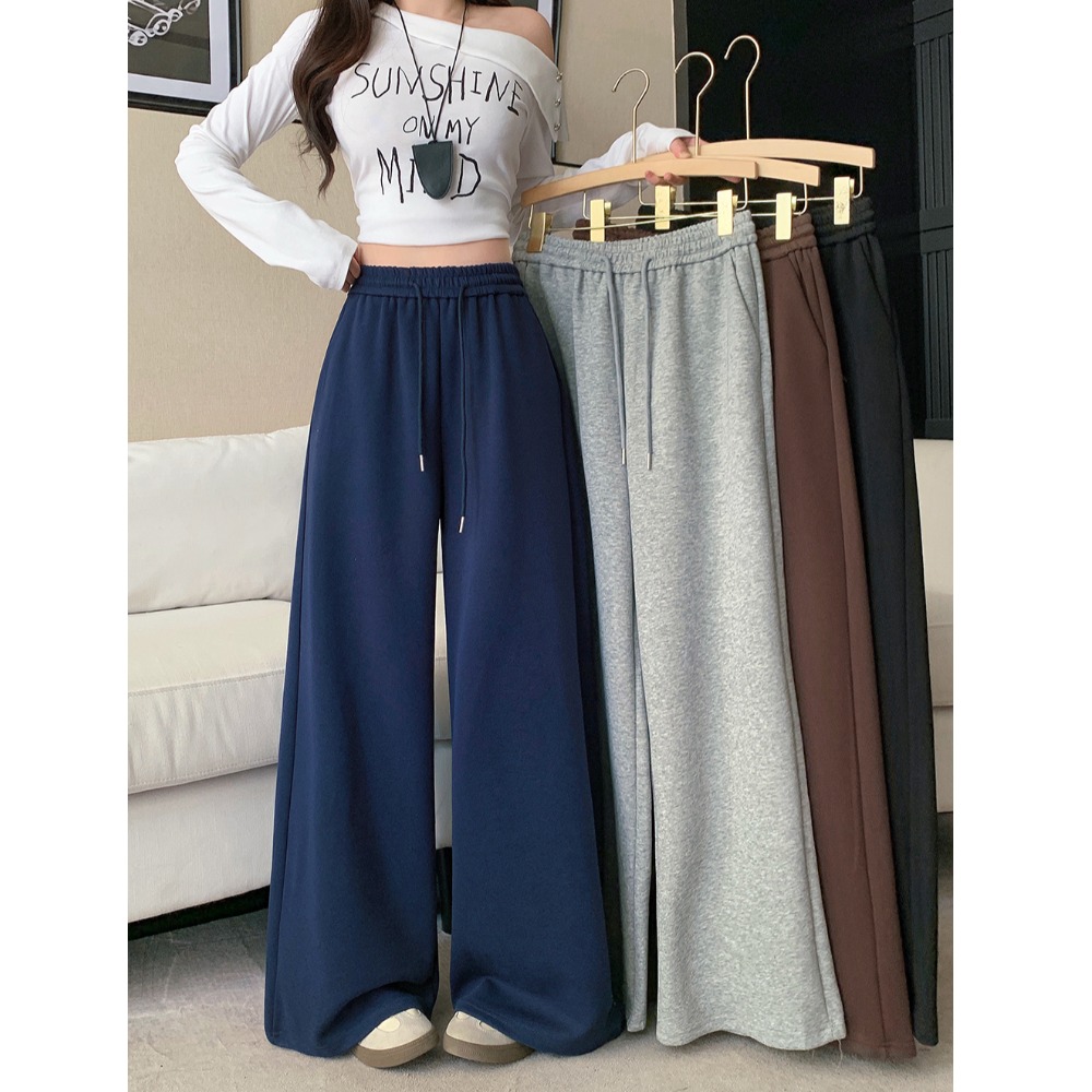 小吉家大码女装秋季新款阔腿裤休闲裤高腰显瘦运动风长裤