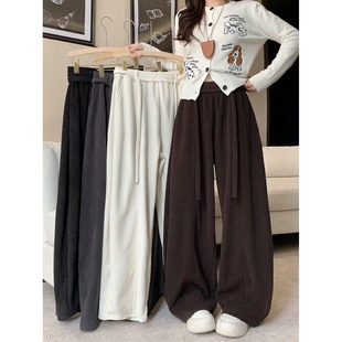 加厚欧棉百搭显瘦长裤 小吉家大码 胖mm阔腿弯刀裤 秋冬新款 女 女装