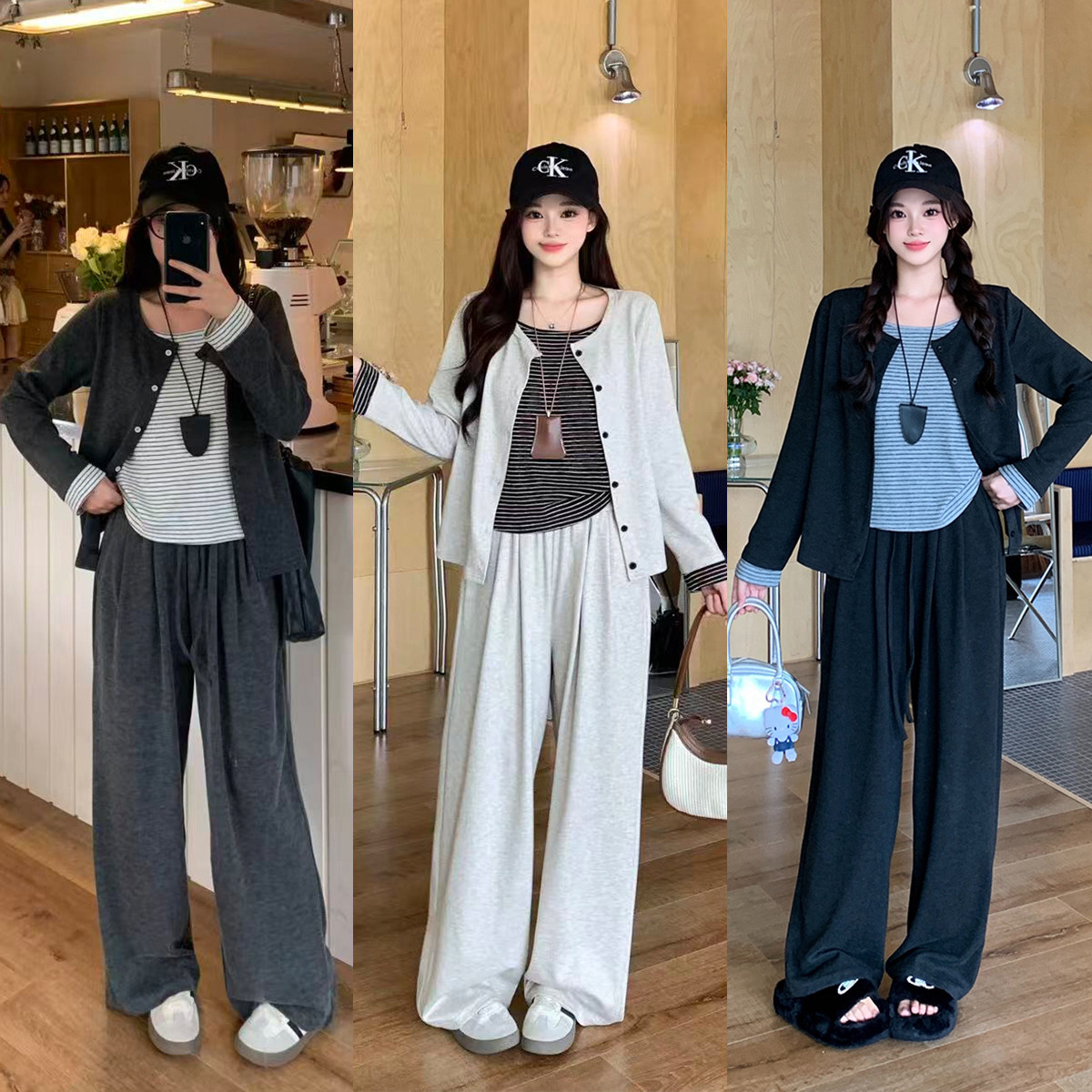 小吉家大码女装秋冬新款针织开衫宽松阔腿裤休闲运动风显瘦两件套,女装/女士精品,大码套装,淘宝优惠券,粉丝福利购,淘宝优惠卷