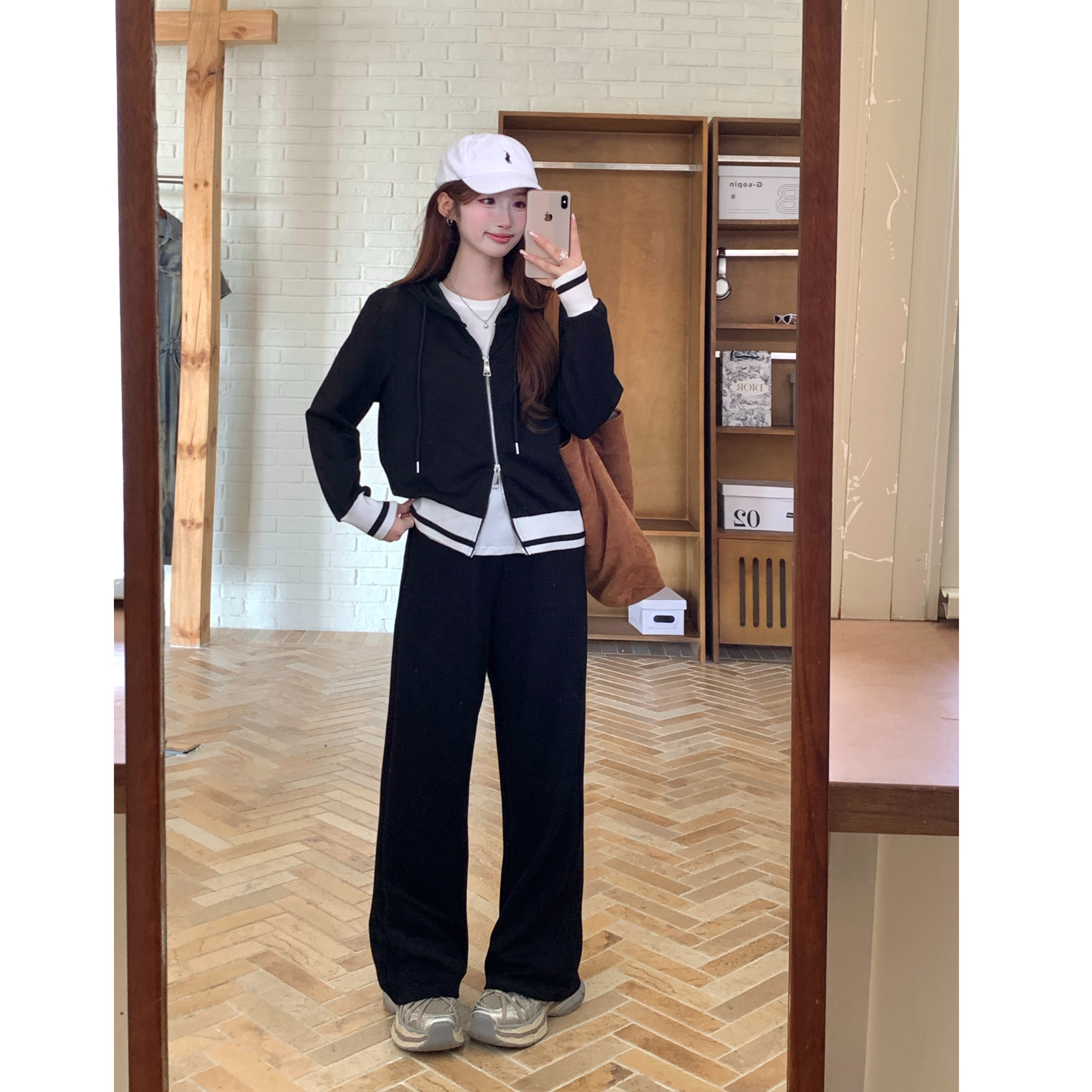 小吉家大码女装秋冬胖mm休闲套装连帽卫衣外套高腰阔腿裤两件套