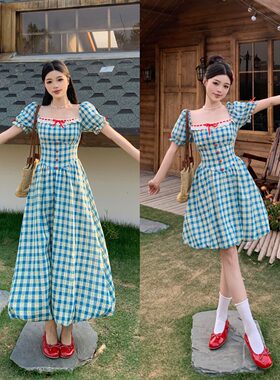 小吉家大码女装田园风碎花连衣裙夏季胖mm着肚子显瘦垂感a字裙子