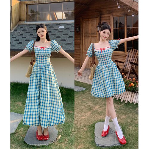 小吉家大码女装田园风碎花连衣裙夏季胖mm着肚子显瘦垂感a字裙子