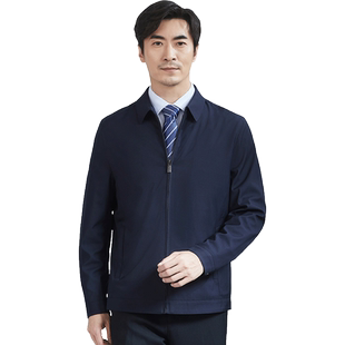 红都男装外套春秋冬款商务休闲拉链商务衣服上班工装中年男士夹克