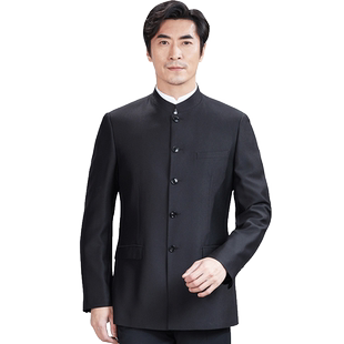 红都男士中山装青年修身中华立领时尚中式礼服中国风男中山服套装