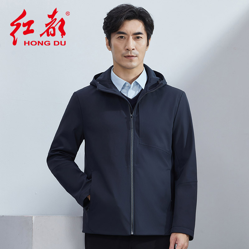 红都连帽秋季商务夹克