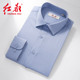 长袖 衬衫 男蓝条商务正装 红都新款 上班职业开会不易皱水洗男士 衬衣