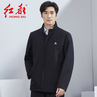 红都冬装新款中年男士棉服立领男装棉服外套爸爸装棉衣外套