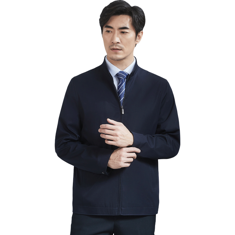 红都春秋新款立领夹克男中年四季商务休闲拉链款中年男士外套