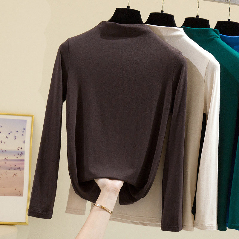 半高领打底衫女2020新款春秋冬季内搭莫代尔薄款t恤长袖修身百搭