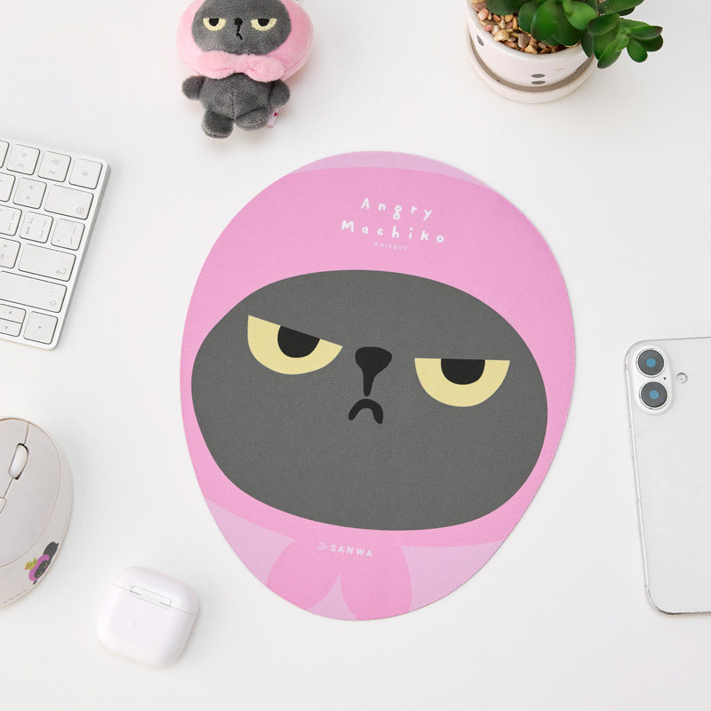 日本山业SANWA椭圆形鼠标垫桌垫MACHIKO联名款防滑垫女生可爱时尚