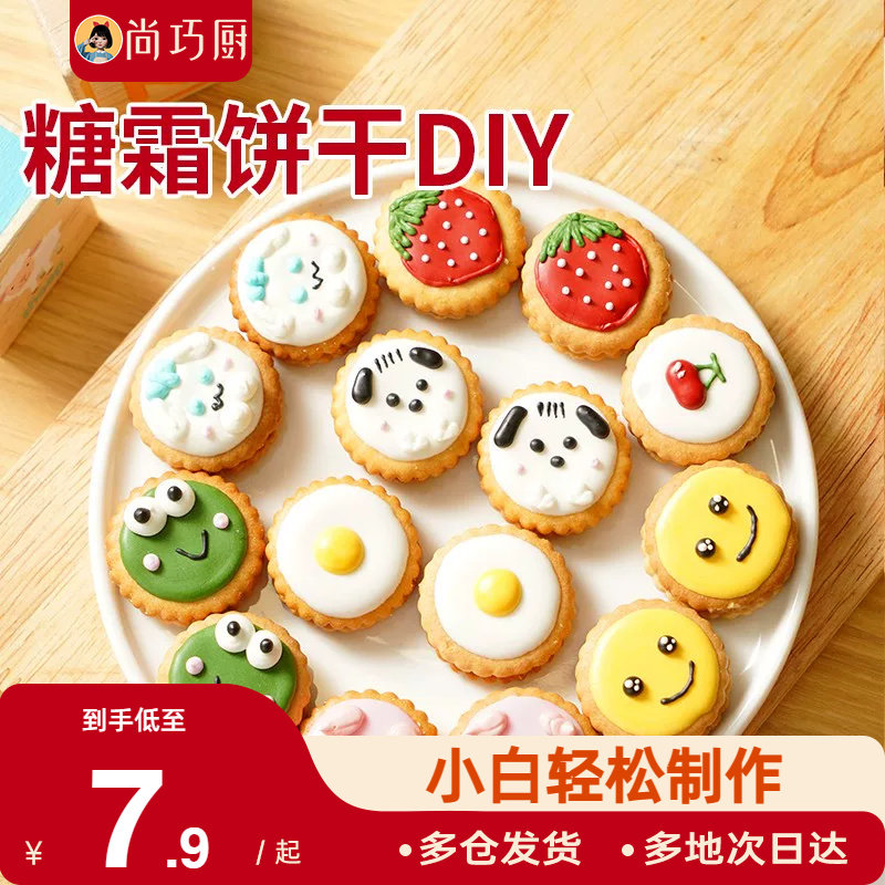 展艺蛋白糖霜饼干DIY小圆饼干预拌粉圣诞曲奇翻糖装饰烘焙套装