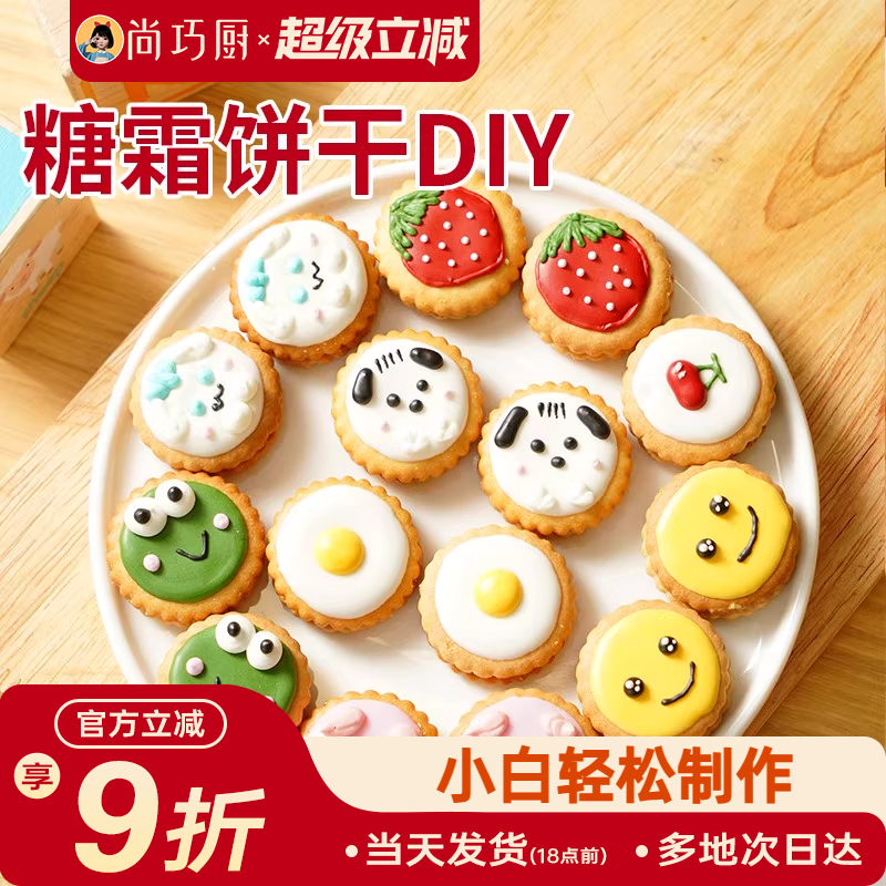 展艺蛋白糖霜饼干DIY小圆饼干预拌粉圣诞曲奇翻糖装饰烘焙套装