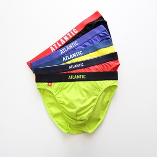 微瑕疵男士棉内裤男生运动中低腰舒适透气亮色性感三角裤时尚短裤