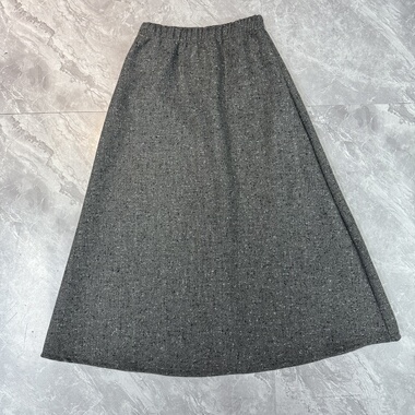 1.14IYF 松紧腰毛呢半身裙女加厚显瘦高腰伞裙中长款a字裙显高