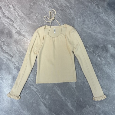 1.14IYF 打底衫女修身高级感假两件挂脖针织上衣
