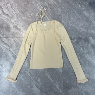 1.14IYF 打底衫女修身高级感假两件挂脖针织上衣