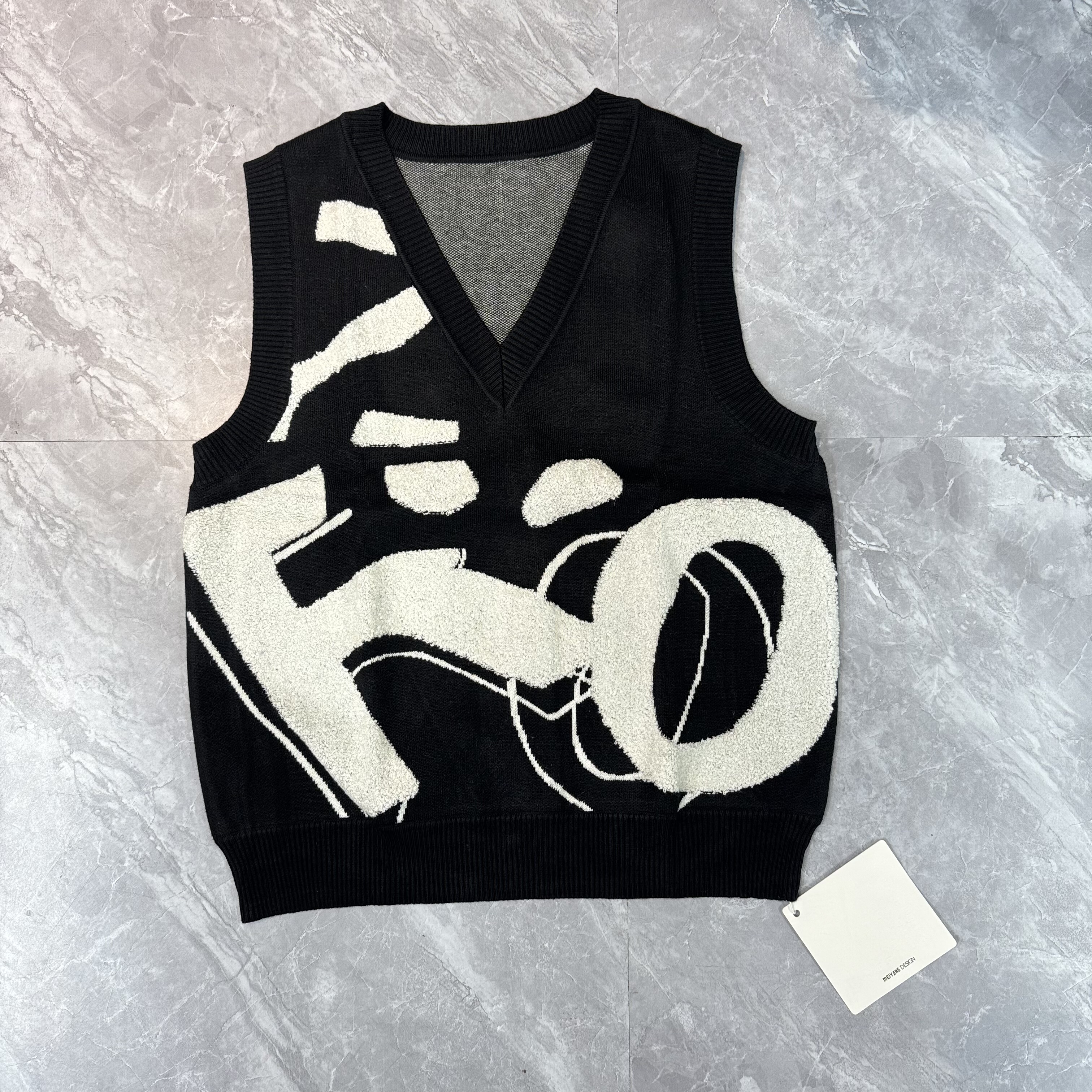 9.30美yang 雕塑家马甲 羊毛混纺提花毛巾绣针织毛衣背心