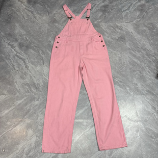 连体裤 8.17PC8616美式 复古多巴胺网红宽松纯色无性别牛仔背带裤