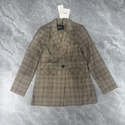 12.3韩du 春秋格子西装外套女格纹网红西服港味复古小西装049S