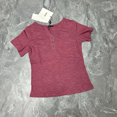 6.21 韩du 清爽纯棉夏装短袖T恤女纽扣V领半袖体恤t桖上衣服