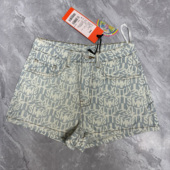 4.17TSML… 字母满印提花浅色老花设计感牛仔短裤