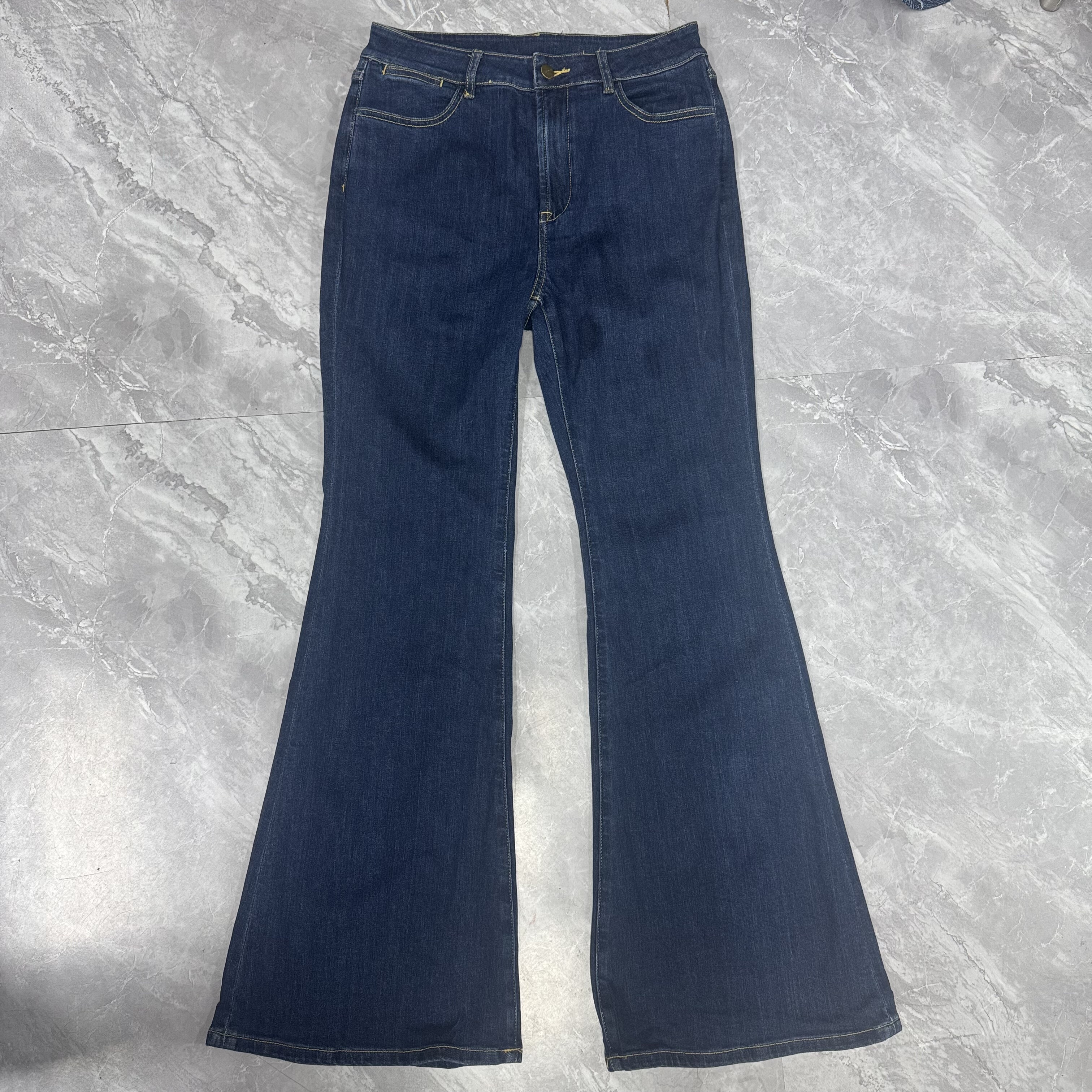 9.30香y 高个子深蓝色牛仔裤女春秋长裤子高腰修身显瘦弹力喇叭裤