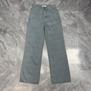 舒适棉感水洗牛仔阔腿裤 3.4Kro… 24SS水洗浅白格纹