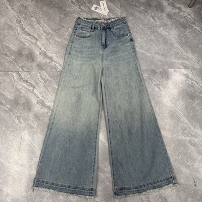 10.20美丽c 春秋新款气质休闲阔腿拖地长裤垂感显瘦直筒牛仔裤