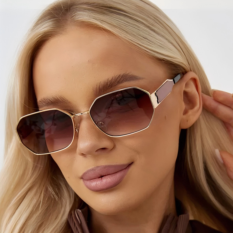 欧美男女金属多边形防晒太阳镜跨境潮流休闲户外墨镜太阳眼镜个性