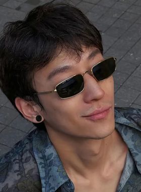 精致老钱风墨镜男时尚复古痞帅潮流小方框太阳镜女高级感街拍眼镜