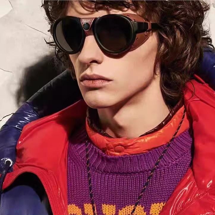 欧美蒸汽朋克椭圆形墨镜新款男女潮防风个性太阳镜长脸原宿风眼镜