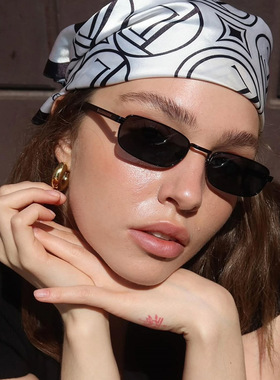 2025新款欧美跨境个性金属小框长方形遮阳墨镜女老钱风太阳眼镜男