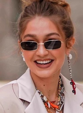 肯豆同款百搭墨镜高级感欧美拽姐网红复古方框太阳眼镜女潮酷街拍