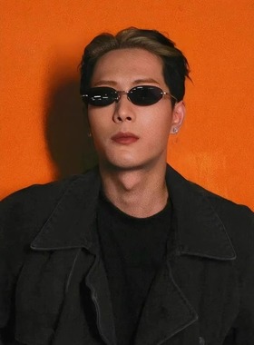 王嘉尔同款无框墨镜男港式复古椭圆小框太阳眼镜高级感凹造型眼镜