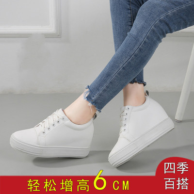 厚底小码313233内增高坡跟白鞋