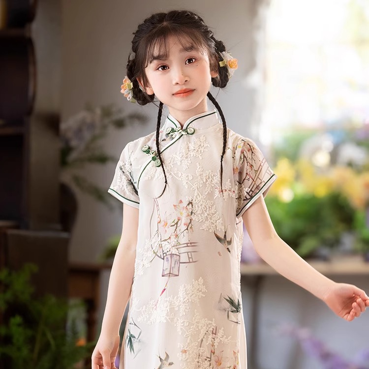 女童旗袍2025夏新款国风儿童新中式改良古装连衣裙小女孩古筝礼服