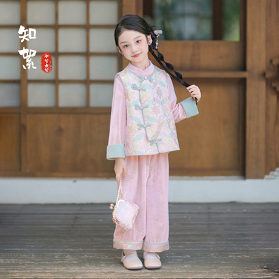 今兮古兮(知絮)儿童汉服新中式国风唐装小女孩2025春秋季女童套装