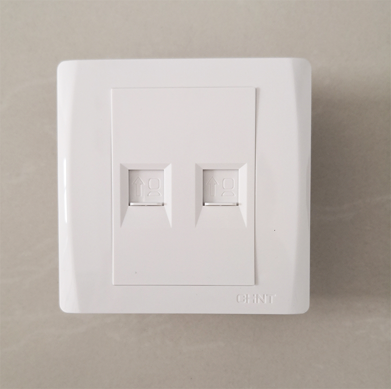 正泰开关插座双网络 NEW7-V20500白色二联双网络八芯网络插座
