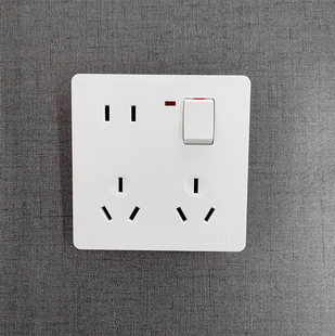 正泰开关插座86型 带开关一开单控带八孔插座 带LED指示灯 小按钮