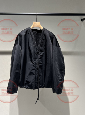 国内正品代购LESS2025冬2P0B1539K进口系带无领棉衣外套2P0B15390