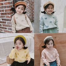 时尚 爱心毛衣套头貂绒女童糖果色针织衫 毛衣外套 女宝宝秋季 洋气