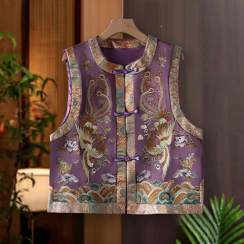 中国风重工刺绣凤凰马甲春季新款新中式盘扣背心上衣民族风复古