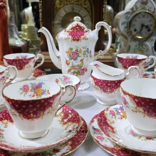 英国原产Paragon帕拉贡镏金精骨瓷咖啡壶糖奶咖啡杯碟套装中古瓷