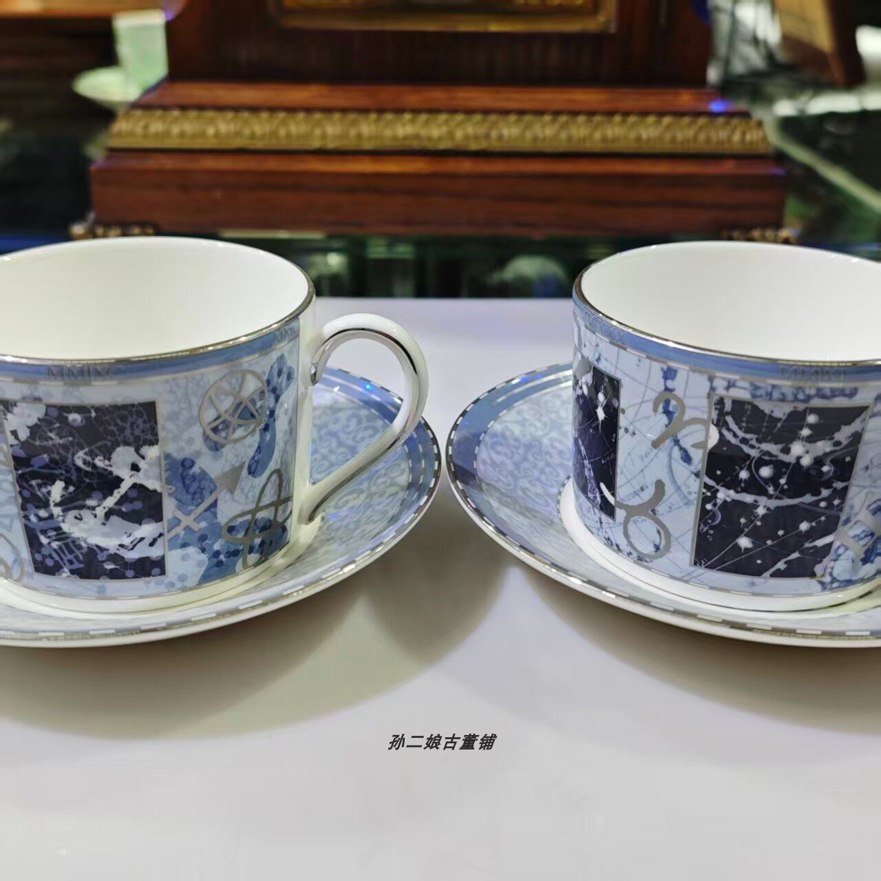 英国原产Wedgwood骨瓷千禧年纪念杯咖啡杯碟二件套1999年中古限量