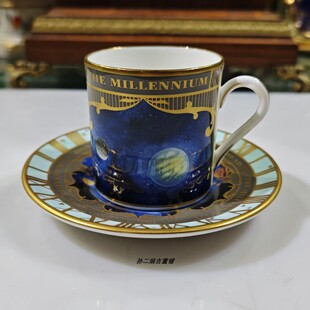 英国Royal Worcester皇家伍斯特骨瓷千禧年星空限定纪念杯碟二件