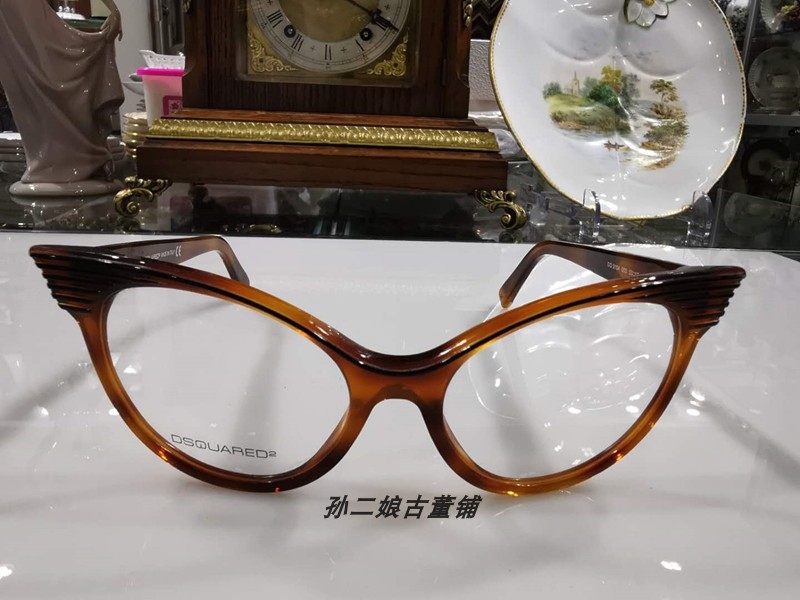 意大利制造时尚品牌dsquared2d二次方琥珀色黑色相拼光学眼镜镜架