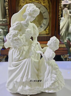 英国产Royal worcester精骨瓷Wedding Day立体浮雕瓷偶限量1993年