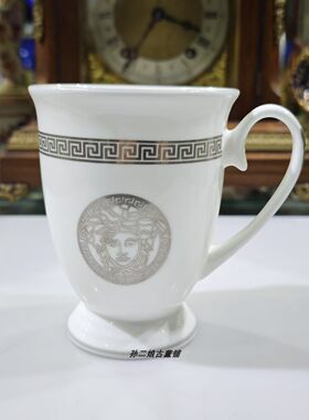 英国原产Spode精骨瓷镏银Corinth希腊神话美杜莎头像马克杯中古瓷